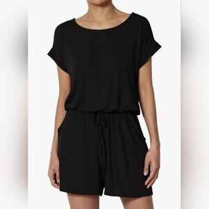 Women's Romper Summer Casual Loose Short Sleeve Pockets Elastic waist New No tag